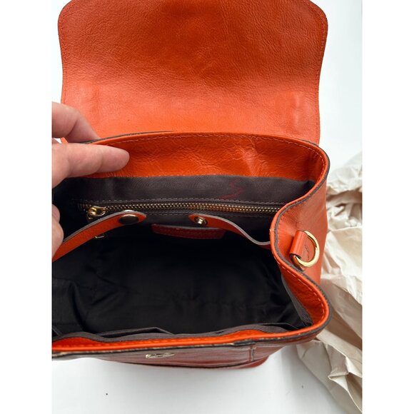 Divina‎ Firenze Leather Backpack Purse Womens Burnt Orange Convertible Italy - Picture 11 of 12